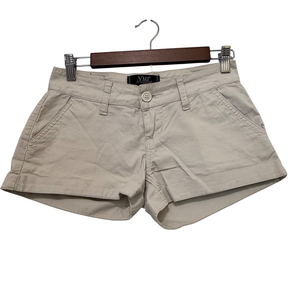 YMI City of Angels Khaki Chino Shorts Tan Low Rise Cuffed Size 1 Mens Womens